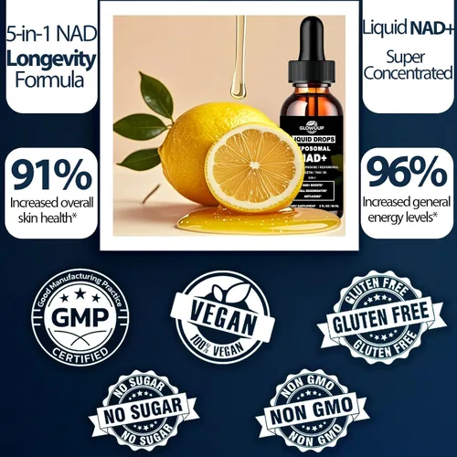 Vista 6 de Suplementos NAD para mujeres y hombres, liposomal NAD nicotinamida ribósido resveratrol 900 mg con vitamina B3 quercetina TMG, resveratrol líquido