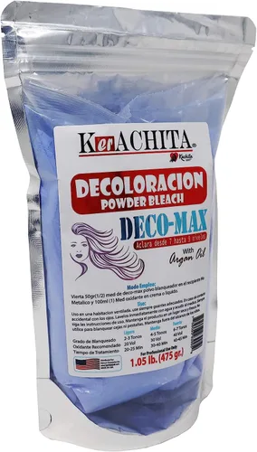 Vista 4 de Aclarador profesional para reflejos del cabello, decoloración, resaltado, balayage, kerachita en polvo, decolorante, azul, Deco-Max, Decoloracion