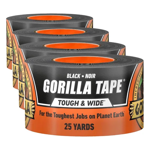 Vista 9 de GORILLA Cinta adhesiva resistente y ancha, negra, 2.88 pulgadas x 25 yardas Negro