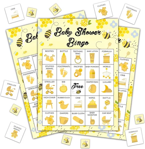 Vista 12 de Tarjetas de Bingo Rosas para Fiesta de Baby Shower, Juego de Bingo para Baby Shower, Juegos de Fiesta de Baby Shower para Adultos, Suministros