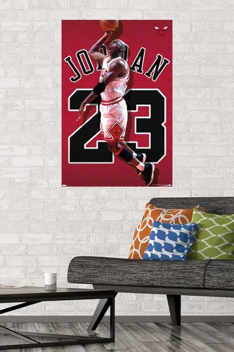 Vista 2 de Trends International Michael Jordan - Póster de pared de jersey, 22.375 x 34 pulgadas, versión sin marco