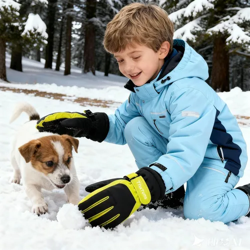 Vista 5 de ThxToms Guantes de invierno para niños, impermeables, guantes de nieve para niños y niñas, clima frío, deportes al aire libre, snowboard, bicicleta