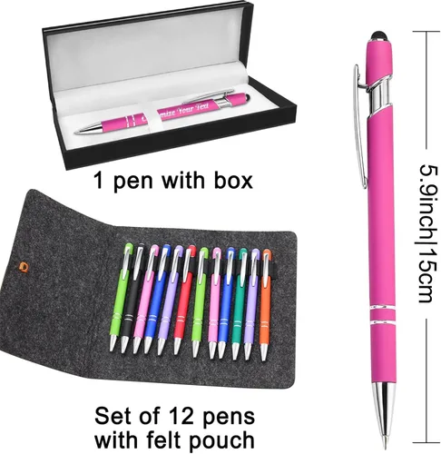 Vista 3 de Hasta 500 bolígrafos personalizados a granel con lápiz capacitivo, grabado, juego de bolígrafos con tu nombre, texto para mujeres de negocios