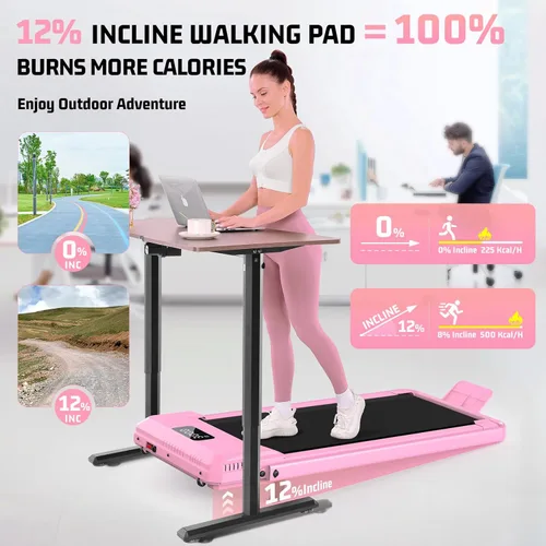 Vista 2 de FUNMILY Cinta de Correr Plegable con Almohadilla de Caminata Mejorada con Inclinación del 12%/15% y Barra de Manejo, Cintas de Correr Compactas