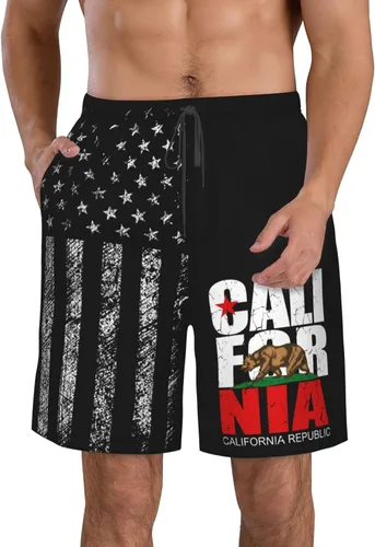 Vista 2 de California Republic Call for nia - Pantalones cortos de entrenamiento para hombre, ligeros, con bolsillos, de secado rápido, transpirables