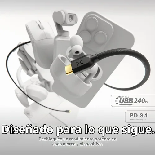 Vista 2 de NOCO XGrid XC1: Cable USB-C a USB-C de 240W – Cable de carga rápida tipo C, certificado USB-IF, chip inteligente E-Marker, datos de 480Mbps, nylon