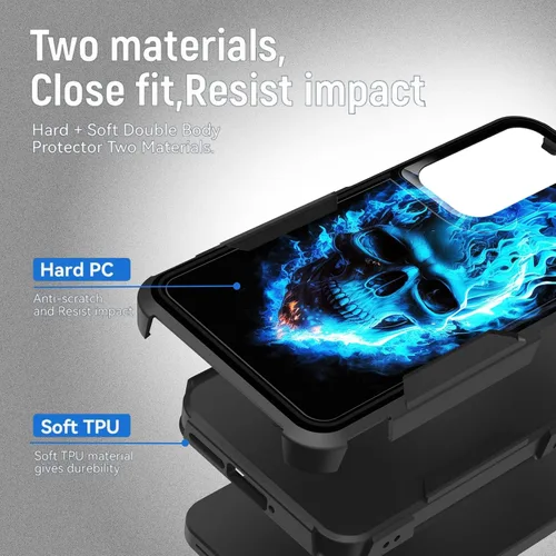 Vista 583 de Funda para Galaxy A14 5G, resistente de doble capa híbrida de policarbonato duro, goma suave, a prueba de golpes, funda protectora resistente