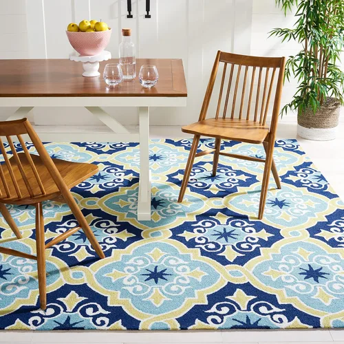 Vista 12 de SAFAVIEH Four Seasons Collection - Alfombra de pasillo, 2 pies 3 pulgadas x 8 pies, azul marino y azul, floral enganchada a mano, no desprende