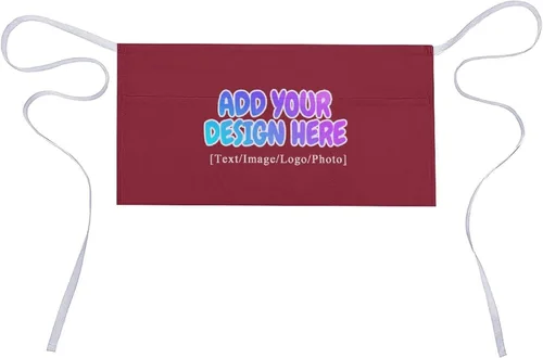 Vista 171 de AXKEUDO Delantal personalizado con bolsillos, delantales de cintura para camarera para cocinar en casa, restaurante, servir trabajo