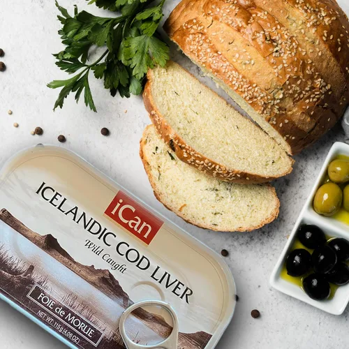 Vista 9 de Ican Hígado de bacalao de Islandia capturado en la naturaleza y ahorra (paquete de 6) – Hígado de bacalao enlatado de 4.06 onzas en aceite propio