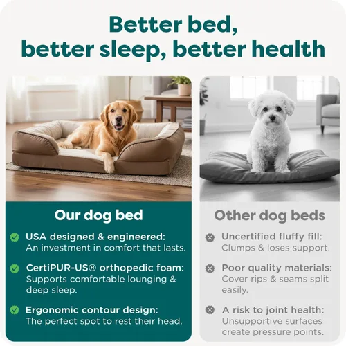 Vista 7 de Furhaven - Cama para mascotas de espuma viscoelástica para perros y gatos, cama para perros tipo sofá, comodidad perfecta, con ondas, de terciopelo