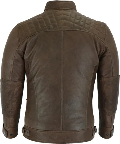 Vista 13 de Vance Leather ' Cafe Racer - Chaqueta de piel de cordero encerada para hombre, color marrón Austin
