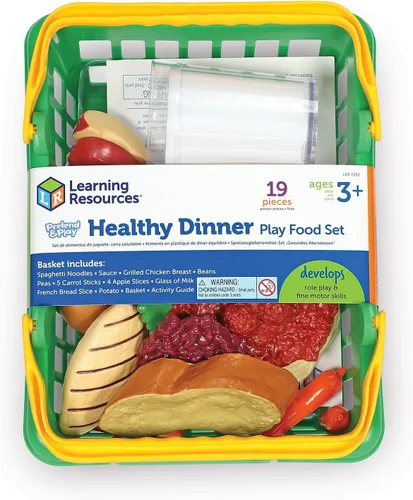 Vista 4 de Learning Resources Canasta de cena saludable - 19 piezas, a partir de 3 años, comida de simulación para niños pequeños, juguetes de aprendizaje