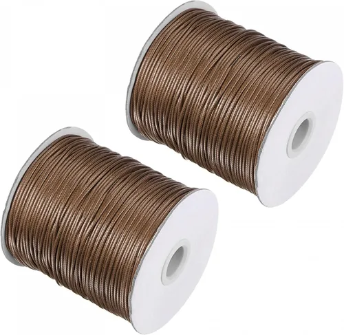 Vista 13 de uxcell 2 cuerdas de poliéster encerado de 0.047 in, 518.4 ft (172 yardas), hilo de cuentas para hacer joyas, pulseras, collares, tejer, color negro