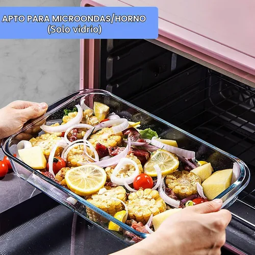 Vista 3 de KOMUEE Juego de 8 platos de vidrio para hornear con tapas rectangulares de vidrio con tapas sin BPA, moldes para hornear para lasaña, sobras