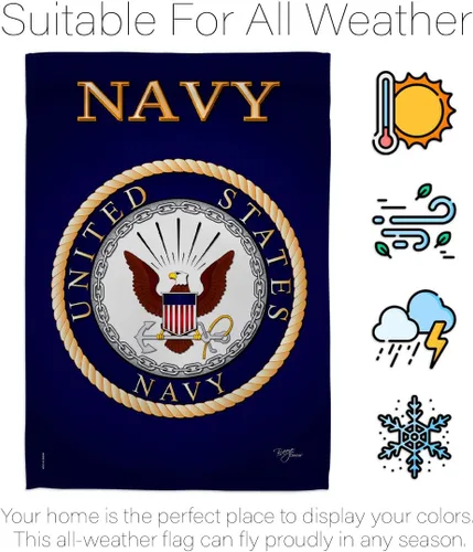 Vista 6 de Breeze Decor Bandera de jardín de 13 x 18.5 pulgadas, con licencia oficial de las Fuerzas Armadas de los Estados Unidos de la Marina de los Estados