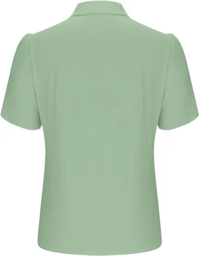 Vista 4 de Camisetas de verano para mujer, de manga corta, pétalos, de lino, con bolsillo, casual, con botones, blusas básicas