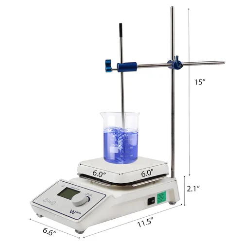 Vista 5 de Parco Scientific P1007-HS-T - Agitador magnético de placa calefactora digital con sonda de temperatura y soporte Rango de temperatura de 716.0 °F