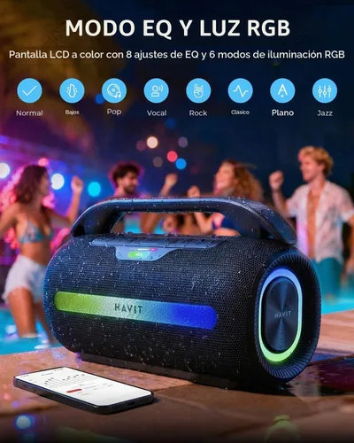 Vista 6 de havit - Altavoz Bluetooth para exteriores, 120 W máximo, altavoces fuertes