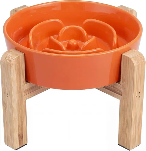Vista 12 de Cuenco elevado para perros de alimentación lenta, cuenco de cerámica para Gris
