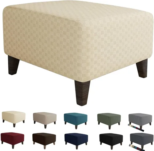 Vista 8 de MAXIJIN Fundas para otomano de jacquard, fundas protectoras para taburete plegable, protector de muebles, funda suave y gruesa rectangular