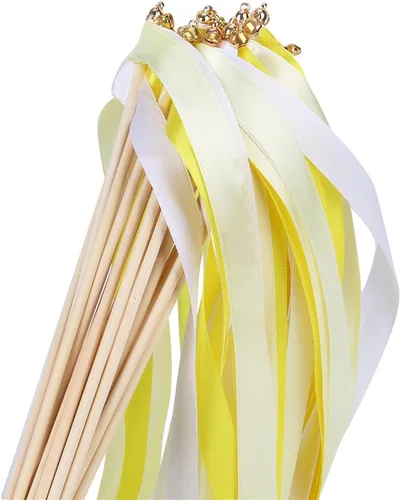 Vista 7 de 30 varitas de cinta de encaje para fiestas de cumpleaños de Navidad, varitas de hadas para actividades de boda (verde+encaje)