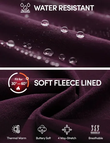 Vista 3 de IUGA Pantalones con forro polar para mujer, resistentes al agua, pantalones de senderismo para invierno, leggings acampanados con bolsillos, corte