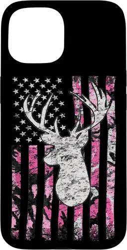 Vista 6 de Pink Camo American Flag Deer Hunter Women's Hunting Case for iPhone 17