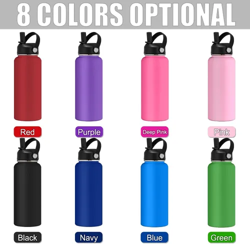Vista 4 de Botella de agua grabada personalizada aislada con pajilla, botella de agua deportiva personalizada con nombre, botella de agua de acero inoxidable
