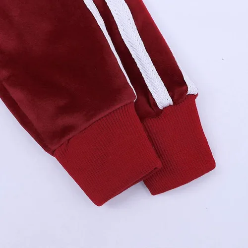 Vista 8 de Conjunto de sudadera de vellón cálida con capucha para niños pequeños conjunto de mantas para bebé niña rojo 2-3 años