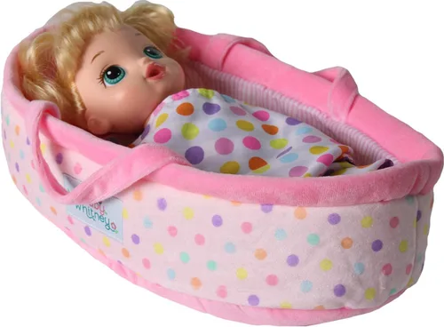 Vista 3 de Cama para muñecas de bebé de lunares pastel de 15 pulgadas Moisés y portabebés para muñecas