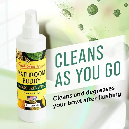 Vista 4 de Maplefield Spray desodorante para inodoro, eliminación rápida de olores y desodorante de baño, aroma cítrico y ambientador de baño, tamaño compacto