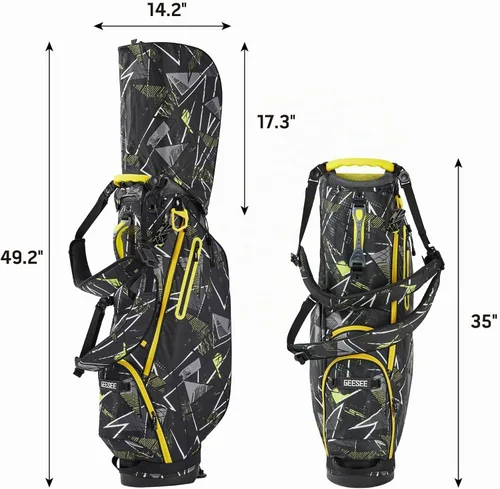 Vista 2 de Bolsas de soporte de golf Geesee con divisores de 4 vías en la parte superior, cubierta contra la lluvia, capucha protectora solar y bolsas de golf