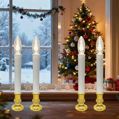 Vista 10 de Abeja Velas de Ventana de Navidad de 3 Luces, Lámpara de Vela de Ventana Eléctrica, Lámpara de Vela de Navidad con Enchufe y 4 Bombillas C7