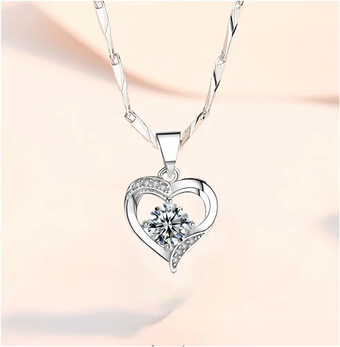 Vista 2 de ZJSZJ Women Necklace Gifts Wife Wedding Anniversary Birthday Jewelry Gifts 925 Love Heart Pendant for Her 925 Sterling Silver with Birthstone