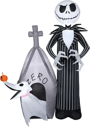 Vista 6 de Jack Skellington On Tombstone Airblown inflable de 3.5 pies de alto