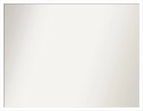 Vista 108 de Amanti Art Espejo de baño blanco para sobre el fregadero, 22 x 45 pulgadas, espejo de tocador rectangular blanco Lucie, marco de madera moderno