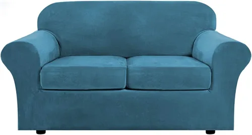 Vista 23 de Funda de terciopelo de lujo con fundas de cojín de asiento separadas, funda de sofá de alta elasticidad, fundas de sofá de felpa ultra suave, Marrón