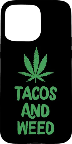 Vista 28 de Carcasa divertida para iPhone 16 Tacos y marihuana de marihuana envejecida