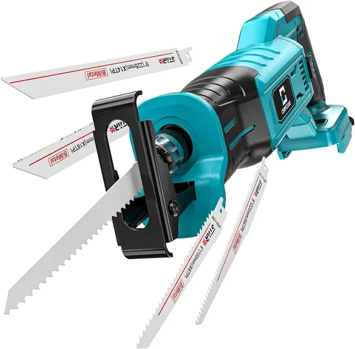 Vista 9 de Cerycose Sierra recíproca inalámbrica sin escobillas, compatible con baterías Milwaukee de 18 V, cambio de hoja sin herramientas, incluye 4 hojas