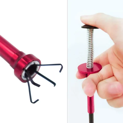 Vista 3 de VASTOOLS Herramienta de recogida de garras flexible con imán, 28 pulgadas, herramienta de recogida magnética 2 en 1, garra de 4 dedos, resorte sin