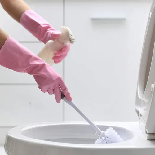 Vista 6 de HSL Guantes de limpieza para el hogar, guantes reutilizables para lavar platos de cocina sin látex, forro de algodón, impermeables, antideslizantes
