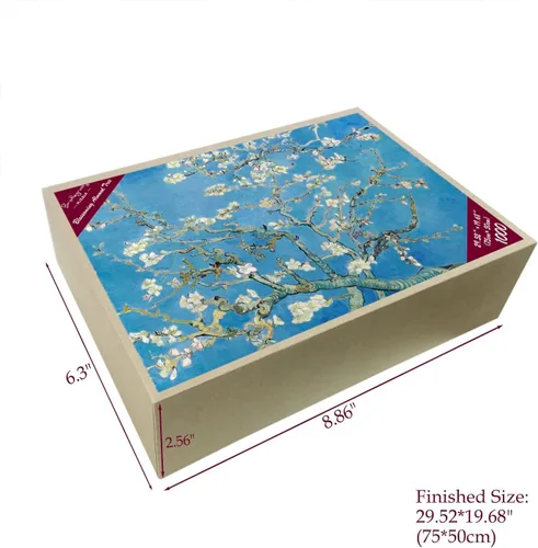 Vista 2 de Rompecabezas de madera para adultos, 1000 piezas de pinturas famosas de Van Gogh, regalos de flores de almendra, coleccionables de arte, Flores