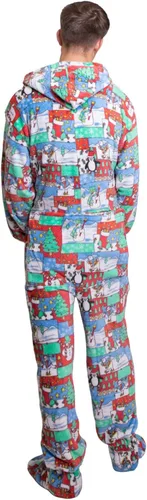 Vista 4 de Hooded Plush Footed Pajamas Onesie with Drop Seat for Men Women
