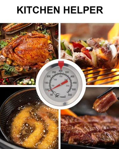 Vista 4 de Termómetro de caramelo/freír profundo con lectura instantánea, termómetro de aceite, termómetro de carne con pincho de acero inoxidable de 20,3 cm
