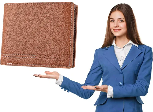 Vista 5 de SPDTECH Cartera para hombre, material de poliuretano, 4 tarjeteros de crédito, 2 bolsillos para dinero, 1 ventana transparente, adecuada