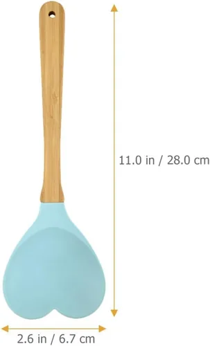 Vista 6 de Espátula en forma de corazón, 4 unidades, cuchara de madera de silicio en forma de corazón, cuchara de cocina para revolver, cuchara de mezcla