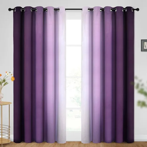 Vista 24 de SimpleHome Cortinas degradadas degradadas para oscurecer la habitación de 36 pulgadas de largo para dormitorio, con ojales y bloqueo de luz Negro