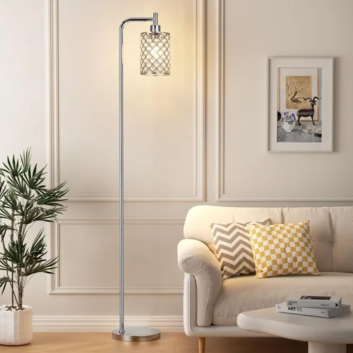 Vista 12 de Ziisee Lámparas de pie para sala de estar - Lámpara de pie con pantalla de vidrio a control remoto, lámpara de pie moderna con bombillas LED