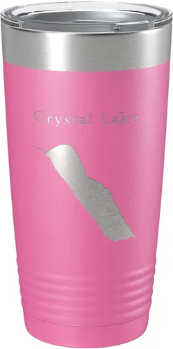 Vista 12 de Crystal Lake Map Tumbler Travel Mug Insulated Laser Engraved Coffee Cup Vermont 20 oz Black